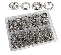 200set 10mm Druckknopf , Silber Druckknöpfe Metall, Nähfrei Buttons Hohle Feste Knöpfe Werkzeug Prong Schnalle Kam Snaps für DIY Basteln Baby Kinder Jersey Stoff, Kleidung Taschen