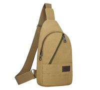 2022 Neue Herren Brusttasche Mode Canvas Schultertasche Outdoor Sport Crossbody Tasche Laptop Umhängetasche, khaki, Einheitsgröße