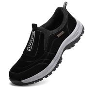2023 Herren-Wanderschuhe Für Hineinschlüpfen Wasserdichte Anti-Rutsch Schuhe Mit Fußgewölbeunterstützung Leichte Orthopädische Slipper Atmungsaktive Sneakers Low-Top Walking Bootsschuh (Color : Black