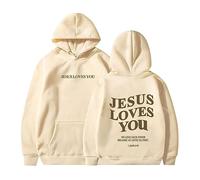 2023 Jesus Loves You Hoodie Damen Kapuzenpullover Oversize Pullover Sweatshirt Freizeit Sport Langarmshirt Hoodies Training Pulli Streetwear Casual