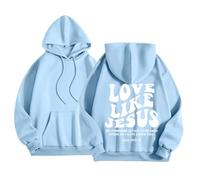 2023 Jesus Loves You Hoodie Damen Kapuzenpullover Oversize Pullover Sweatshirt Freizeit Sport Langarmshirt Hoodies Training Pulli Streetwear Casual