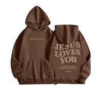 2023 Jesus Loves You Hoodie Damen Kapuzenpullover Oversize Pullover Sweatshirt Freizeit Sport Langarmshirt Hoodies Training Pulli Streetwear Casual