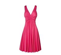 2023 Neujahr - Schlanker Damen Retro Flare Rock Plissee Größe Sling V-Ausschnitt Kleid Plus Damen Kleid Abschlusskleid, rose, 52