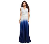 2023 Sommer Sexy Verschiedene Möglichkeiten Kleid Für Frauen Zu Tragen Modisches Ärmelloses Rückenfreies Bodenwischkleid Mit Farbverlauf Und V-Ausschnitt (Color : Gradient White, Size : XL)