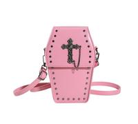 2023 Umhängetasche für Halloween, Sarg-Form, kleine Handytasche, Festival, Gothic-Tasche für Mädchen, Frauen, Nieten-Handtasche, rose