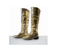 2024 neue modische Damen Spitzschuh Plateau-Absatz Gold-Overlay Kniehohe Stiefel, Weihnachtsgeschenke