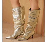 2024 NEUE SPITZE GERADE SCHAFT HOHER ABSATZ KNIEHOHE STIEFEL FÜR FRAUEN