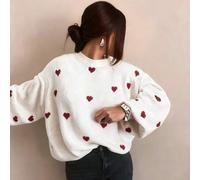 2025 Damen Mode elegante Temperament Pendler Abschnitt Herbst und Winter weißer Herz gestrickter Pullover