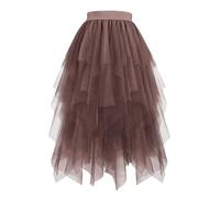 2025 Damen Tütü Tüllrock Karneval Lang Rockabilly Kostüm Regenbogen Rock Bunt Petticoat Tutu Ballet Trock 50Er Mehrschichtiger Taillen Unterrock Prinzessin Tanzkleid Für Cosplay