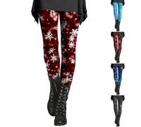 2025 Damen Weihnachten-Druck Weihnachtsleggins Pailettenhose Xmas Glitzer Hose Leggins Warme Sportleggings Christmas Leggings Laufhose Norweger Hosen Skinny Thermoleggings Thermo Winterleggings