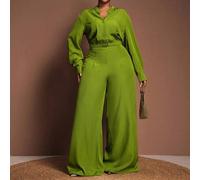 2025 Frühling/Herbst Neuankömmling, Elegant & Pendeln & Party & Date & Alltag & Lässig, figurbetontes einfarbiges grünes Langarmhemd mit Stehkragen, K