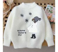 2025 Herbst/Frühling Mädchen Cartoon Pullover, Rundhals Fleece Dicke Faux Nerz Weiche Strick Top