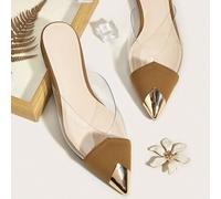 2025 Herbst Neu Frühling/Sommer Spitze Zehen transparente Glas Jelly PVC flache niedrige Damen sexy Pantolette, Mule