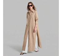 2025 Herbst/Winter Damen Einfarbiges Langarm Einreihiges Hemd mit Schlitz-Saum, Lässiger Büroanzug, Minimalistische Mode, Urbaner Pendler, Elegante Sc