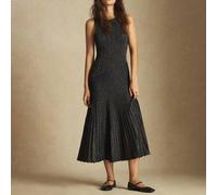 2025 Herbst/Winter Neu Dunkelgrauer Rundhals Off-Shoulder Glitzer-Strick Damen Pulloverkleid, Schick Urban Elegant Romantisch Büro Pendler Business Lä