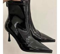 2025 Herbst/Winter Neue Europäische und Amerikanische Spitze Zehen High Heel Ankle Boots, Slim Fit Patchwork Ankle Boots, Retro Braune Ankle Boots, Ki