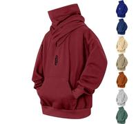 2025 Kapuzenpullover Herren Hoher Kragen Sweatshirt Herren mit Kängurutasche und Kordelzug Hoodie Einfarbig Kapuzenpulli Langarmshirt Lässig Loose fit Hoodies Weicher Wram Sweaters für Herbst Winter