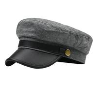 2025 Klassische Zeitungsjungen Mütze Unisex Vintage Stil Kapitän Seemannsmütze Breite Krempe Flache Oberseite Baskenmütze Modische Fiddler Mütze Cabbie Mütze(Gray)