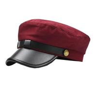 2025 Klassische Zeitungsjungen Mütze Unisex Vintage Stil Kapitän Seemannsmütze Breite Krempe Flache Oberseite Baskenmütze Modische Fiddler Mütze Cabbie Mütze(Burgundy)