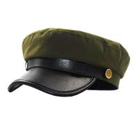 2025 Klassische Zeitungsjungen Mütze Unisex Vintage Stil Kapitän Seemannsmütze Breite Krempe Flache Oberseite Baskenmütze Modische Fiddler Mütze Cabbie Mütze(Army Green)
