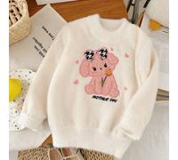 2025 Kleine Mädchen Cartoon Sweater Top, Kleine Mädchen Rundhalspullover mit thermischer Fütterung und dickem, falschem Kaschmir-Strick