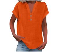 2025 Leinenbluse Damen Elegante Baumwolle Leinen Tshirt Leinenshirt Lose Kurzarm Blusen Frau Longshirt Oversized Tee T-Shirt Teenager Mädchen Freizeit Longbluse Leinenhemd Große Größen Oberteile