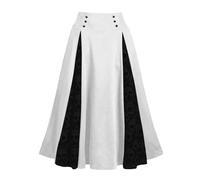 2025 Mittelalter Kleid Damen Gothic Steampunk Maxirock - Hohe Taille Doppellagiger Mittelalter Rock mit Kordelzug Renaissance Rock Trachtenrock Knielang Skirt Kleidung Cosplay S-5XL