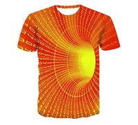 2025 Neu T Shirt Herren Tshirt Männer T-Shirt Herren 3D Neuheit T-Shirts Männer Grafik Lustige T-Shirts 3D Gedruckt Rundhalsausschnitt Kurzarm Sommer Lässige Leggings Set Mit (Orange XXXL)