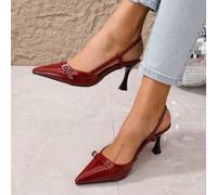 2025 Neuankömmling Sommer Elegante Damen Weinrot Spitze Zehen High Heel Sandalen, Keilabsatz Kleine Kitten Heel Geschlossene Zehen Cuccoo Schuhe, Herb