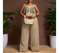 2025 neuer Sommer-Stil ärmellose exklusive Resort Vintage Linien Muster Camisole A-Linie Top & gerade/weite Bein Hose 2-teiliges Set