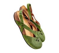 2025 Sandalen Damen Sale, Clogs Wildleder Sandaletten mit Geschlossene Pantoletten Damen Slingback Pantoffeln mit Verstellbare Klettverschluss Sommerschuhe Sommer Pumps Frauen Rutschfeste Schuhe