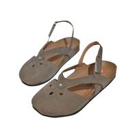 2025 Sandalen Damen Sale, Clogs Wildleder Sandaletten mit Geschlossene Pantoletten Damen Slingback Pantoffeln mit Verstellbare Klettverschluss Sommerschuhe Sommer Pumps Frauen Rutschfeste Schuhe