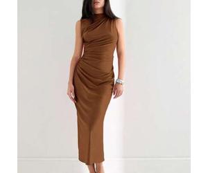 2025 Sommer & Herbst Neuer Stil Lässiges Modernes Mode Gerafftes Taillenkleid Bequemes Langes Kleid für Frauen, Geschäftskleidung Elegantes Kleid für