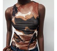 2025 Sommer Neu Batik Blume Muster ärmelloses gerafftes Design süßes Sommer Trägershirt für Frauen, elegant modern romantisch Lässig für Party, Strand