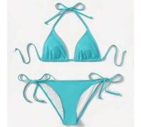 2025 Sommer Urlaub minimalistischer einfarbiger Neckholder-Bikini Set