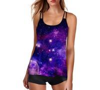 2025 Tankini Damen Set Badeanzug U Ausschnitt Strandmode High Waist Große Größen Zweiteiliger Badeanzug Bauchweg Bademode Schwimmanzug Badeanzüge Swimsuit Mode Blumen Sommer Elegantes Tops Mit Shorts