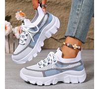2026 Damen Modische Sneaker, Lässig leichte Low-Top Schnürschuhe zum Laufen mit stoßabsorbierender EVA-Innensohle und PVC-Sohle, Unifarben, flacher Ko