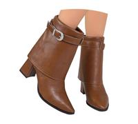 2026 Farbige Damen Winterstiefel mit runder Zehenpartie warm gefütterte Mid-Calf Boots dickes gerades Sohlenprofil einfarbige Freizeitstiefel für Alltag Abendgarderobe mühelos über Jeans tragb