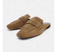 2026 Frühjahr/Sommer Neue Damen Veloursleder Peep Zehen Loafer, Rundspitze
