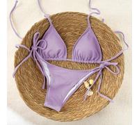 2026 Frühling/Sommer einfarbige Spezialstoff Damen Bademode, Spaghetti-Träger Neckholder sexy seitlich gebundener String Bikini Zweiteiler Badeanzug