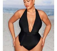 2026 Große Größen Neuer Europäischer und Amerikanischer Sommer Inselstil Tiefer V-Ausschnitt Einteiler Badeanzug, Frauen Kreuz-Träger Design Sexy Rück