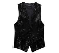 2026 Herren Anzugweste Slim Fit Business Vest Ärmelloses Tanktop für Hochzeit formelle Anlässe (Black, XXXXL)
