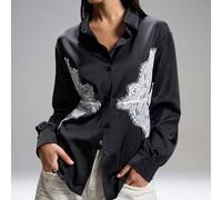 2026 Neu Ankunft Minimalismus Frühling/Sommer Damen Elegante Pendler Farbblock Spitze Patchwork Bluse Damen Knopfleiste Hemd