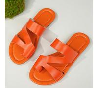 2026 Neue elegante Nischen High-End Damen Urlaubs Strand Lässig Mode weich gepolstert Zehentrenner leichtes PU-Leder flache Slide Sandalen