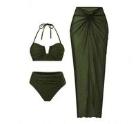 2026 Neue Frühling/Sommer Damen einfarbiger Bandeau Badeanzug, Badeshorts, Mesh Maxikleid Strandresort Lässig Bademode Set