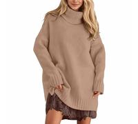 2026 Neuheiten Spitzen Oberteile Damen Eleganter Strickpullover mit Spitzenbesatz, zweiteilig, kuschelig, ideal für Winter , auch als Layering-Outfit geeignet, weichem , modisch, lässig bequem. (Khak