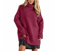 2026 Neuheiten Spitzen Oberteile Damen Eleganter Strickpullover mit Spitzenbesatz, zweiteilig, kuschelig, ideal für Winter , auch als Layering-Outfit geeignet, weichem , modisch, lässig bequem. (Red,