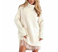 2026 Neuheiten Spitzen Oberteile Damen Eleganter Strickpullover mit Spitzenbesatz, zweiteilig, kuschelig, ideal für Winter , auch als Layering-Outfit geeignet, weichem , modisch, lässig bequem. (Whit