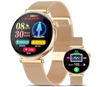 2026 Smartwatch Damen mit EKG/ΒΙυtｚυcker/HRV/BMI,1,32" AOD Gesundheitsuhr AI-Zifferblatt & AI-Smart-Q&A, Bluetooth Anrufe/SpΟ₂/Apnoe/Puls/Blutdruck/Schlaf/Stress,100+Sportmodi Klein Runde Fitnessuhr