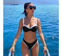 2026 Sommer Neue Mode Verstellbare dicke Träger Strandurlaub Damen Bikini Set Schwarz